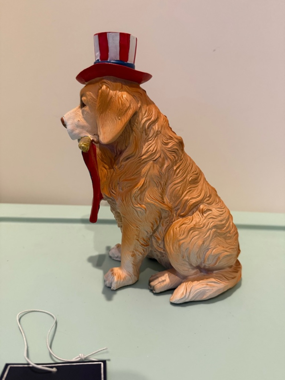Martha Stewart Patriotic Golden Dog Figurine with American Flag- NWT - Picture 5 of 7